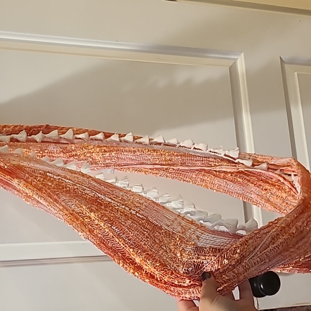 Pink Sparkly Infinity Scarf With White Tassels